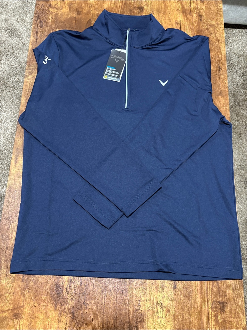 Callaway Navy Blue Long-Sleeve Quarter Zip Performance Top